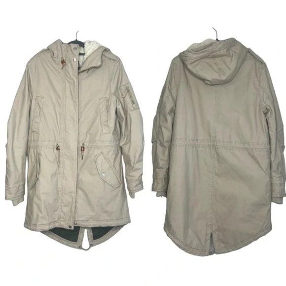 Timberland Mt. Kelsey Parka Shearling Lined Fleece Coat Taupe - Picture 8 of 14